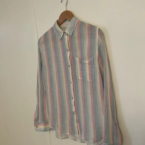 Rails Ellis Button-Down Shirt in Iris Stripe Size S 100% Cotton - Picture 6 of 9